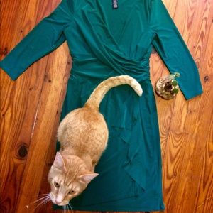 Chaps Green Wrap Dress